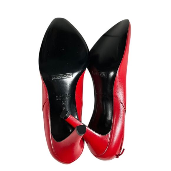 Marc Jacobs Red Leather Heels Women’s Size 8 Made in Italy NWOT Red Bow Back - Picture 3 of 12